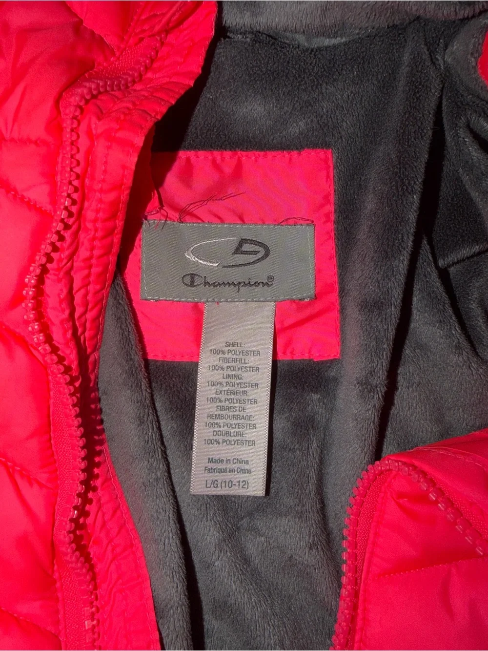 Champion Girls' Hooded Quilted Puffer Jacket in Hot Pink
